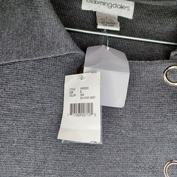 Bloomingdale's Vintage Gray Women's Long Snap Front Sweater 100% Wool NWT - Picture 6 of 15
